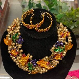Sassy Jones Vibrant Gold Necklace with Purple and Orange Highlights